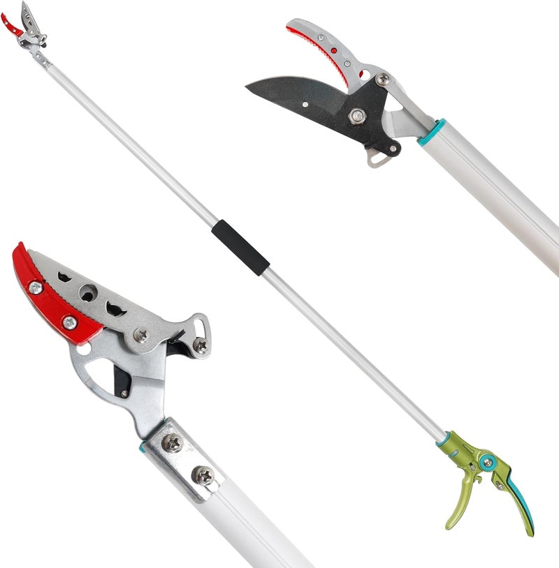 GARTOL Cut & Hold Pole Pruner, 4.2 FT Lightweight Fruit Picker with 180° Rotating Handle, SK5 Steel Blade Cuts up to 1/2 Inch, Long Reach Garden Tree Trimmer & Branch Cutter for Shrubs, Bushes - Image 1